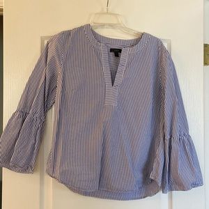 J Crew poplin popover blouse.  Size 10, navy white stripe.